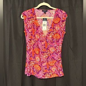 NEW Vintage Chaps Womens Paisley Blouse Size Large